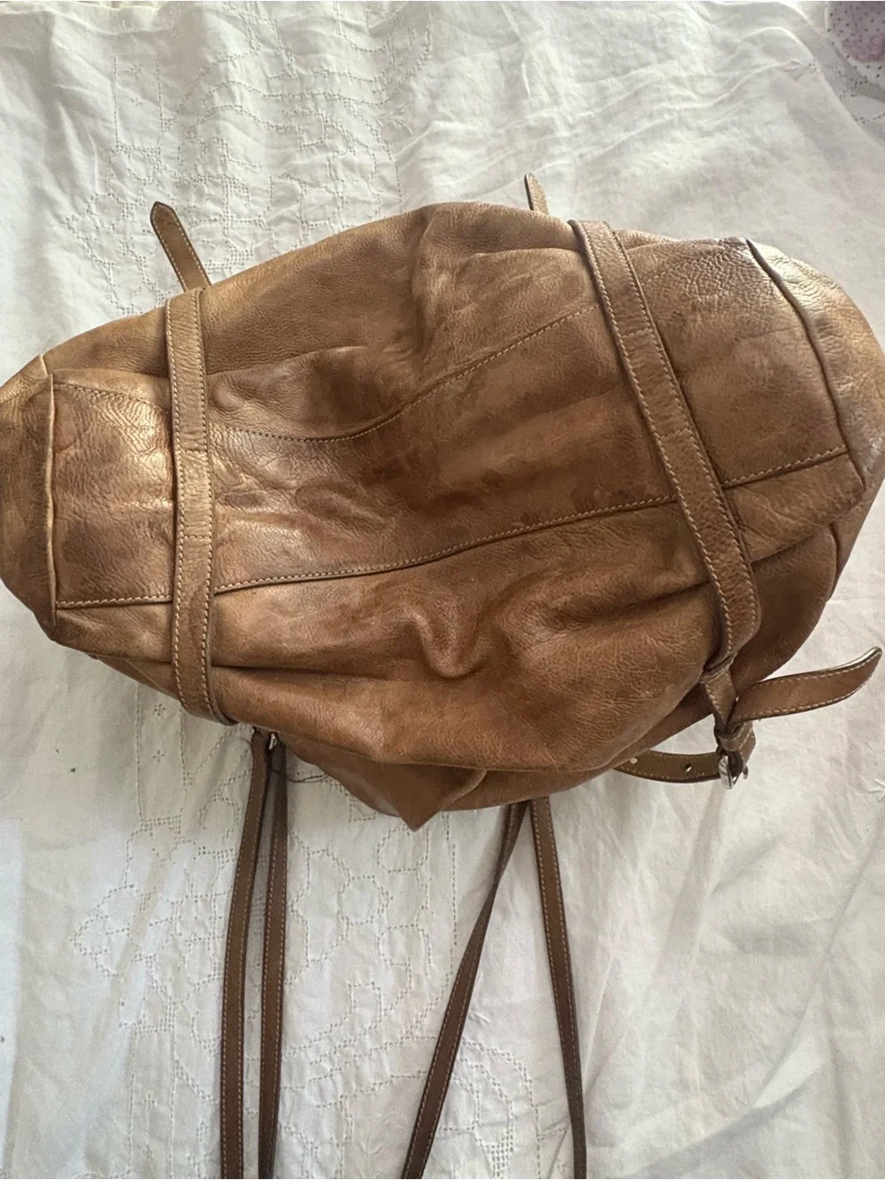 Prada Brown Napa New Leather Hobo Tote USED Condition! See photos